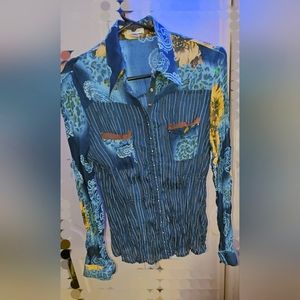 Y2K Jaipur Snap Button Up Blouse